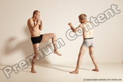 Underwear Martial art Man - Man White Moving poses Slim Short Blond Dynamic poses Academic